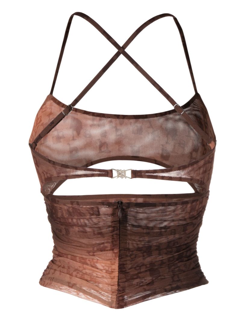Brown Cut Out Halterneck Top