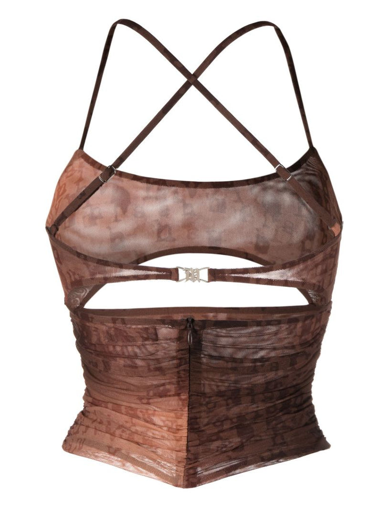 Brown Cut Out Halterneck Top
