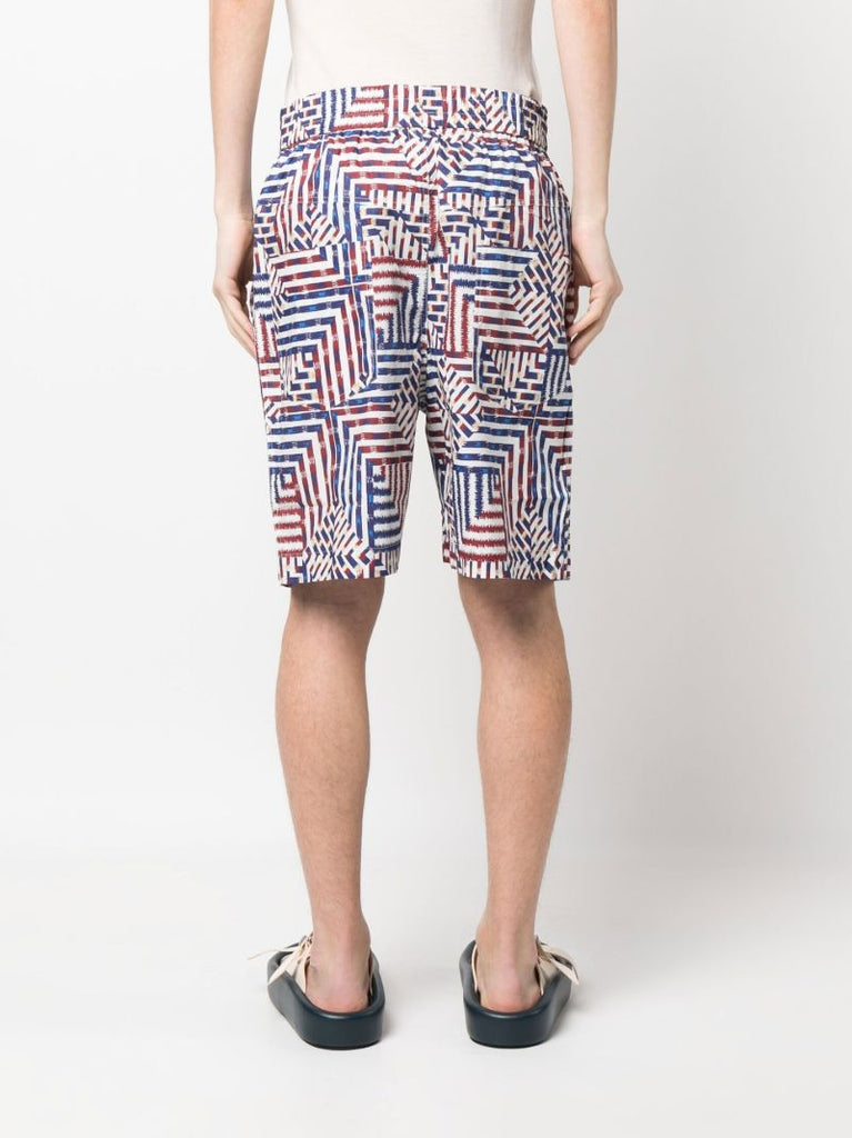 Blue Geometric Pattern Organic Cotton Deck Shorts