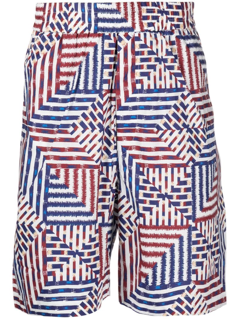Blue Geometric Pattern Organic Cotton Deck Shorts