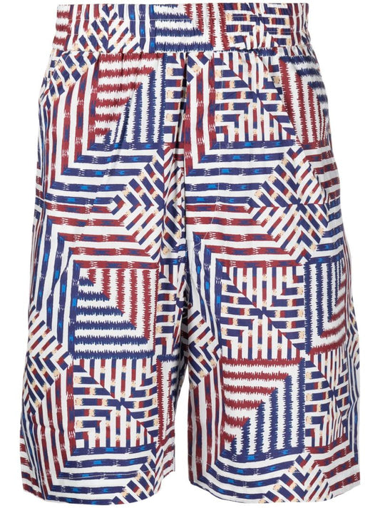 Blue Geometric Pattern Organic Cotton Deck Shorts