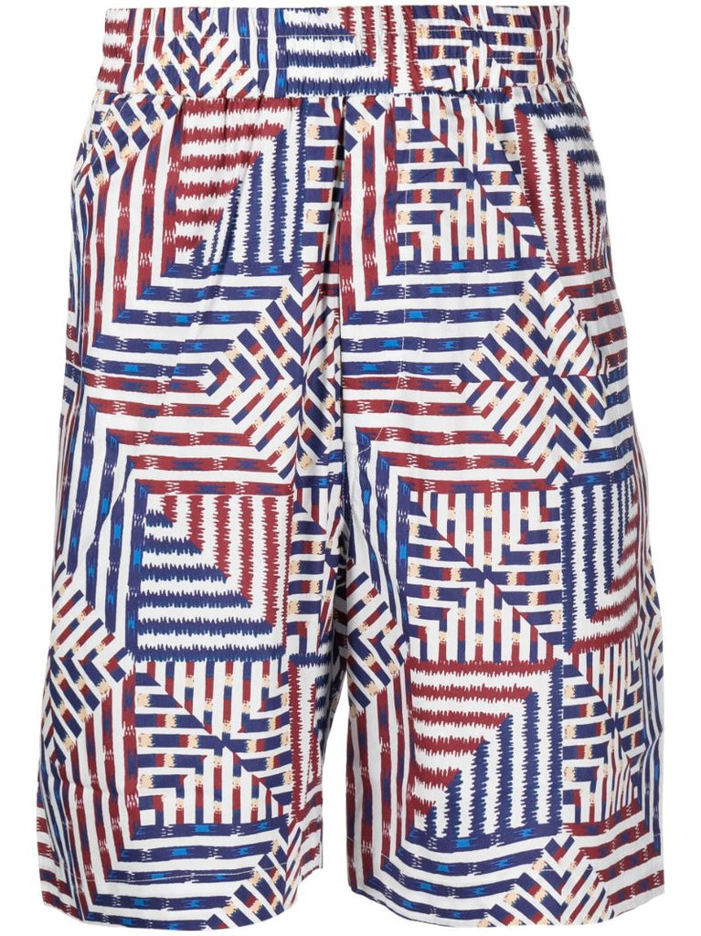 Blue Geometric Pattern Organic Cotton Deck Shorts