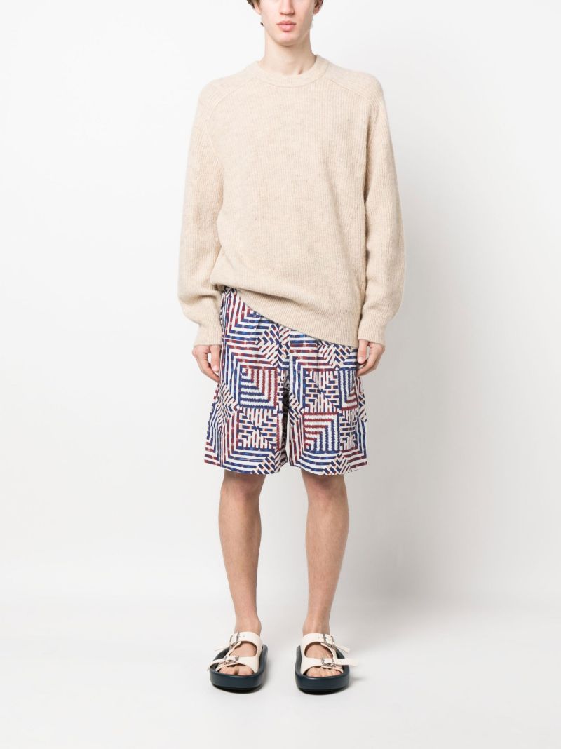 Blue Geometric Pattern Organic Cotton Deck Shorts