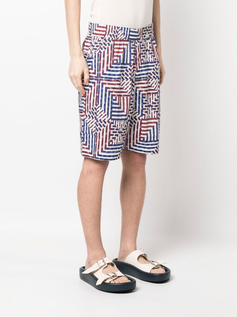 Blue Geometric Pattern Organic Cotton Deck Shorts