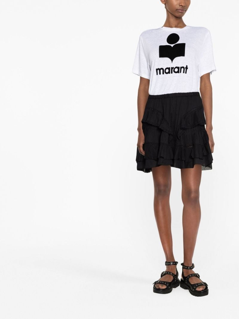 Black Moano Ruffled Mini Skirt
