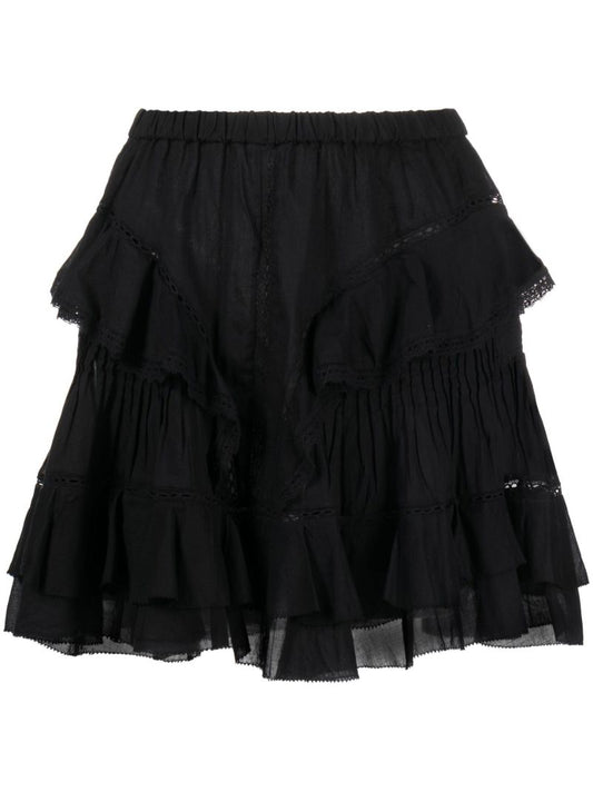 Black Moano Ruffled Mini Skirt