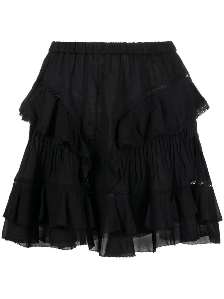 Black Moano Ruffled Mini Skirt
