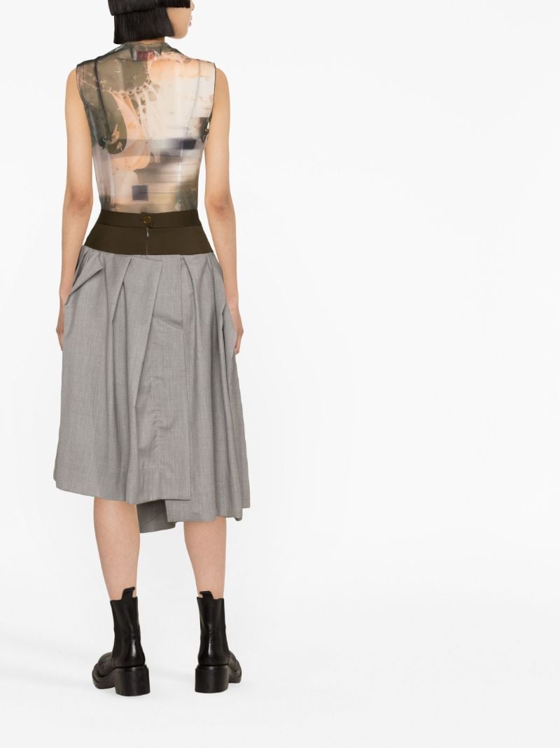 Grey Asymmetric Virgin Wool Midi Skirt
