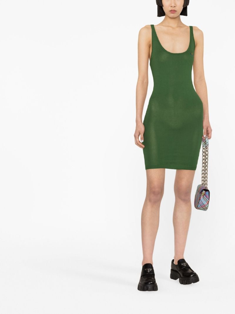 Green Orb-embroidered Mini Dress