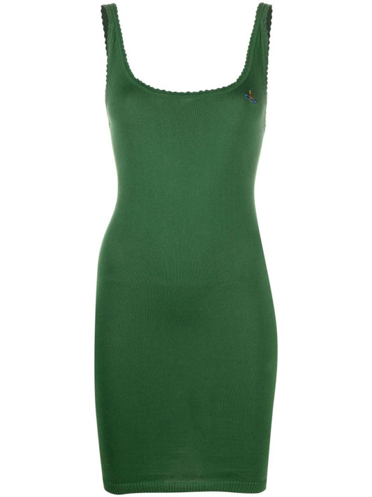 Green Orb-embroidered Mini Dress