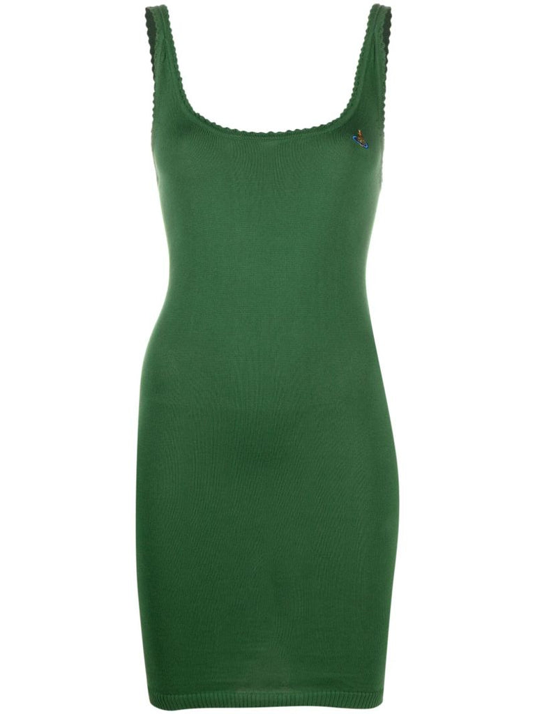 Green Orb-embroidered Mini Dress