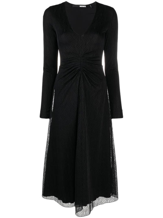 Black Sierra Ruched Midi Dress