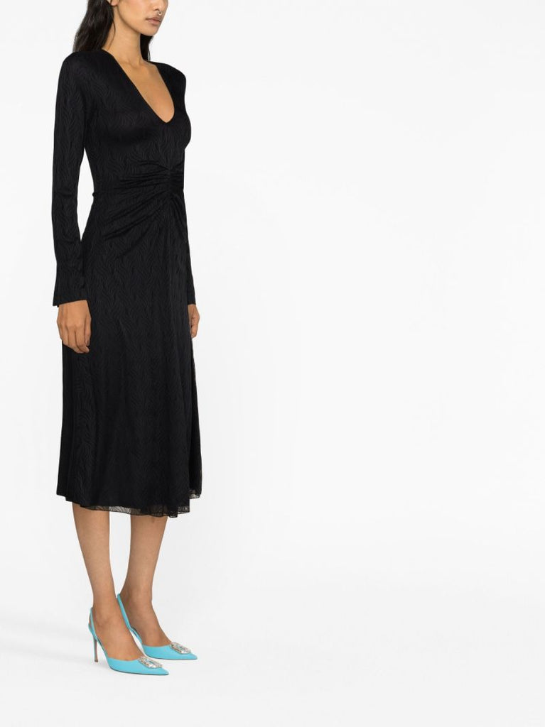 Black Sierra Ruched Midi Dress