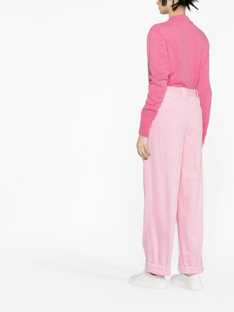 Pink Corduroy Wide-leg Trousers