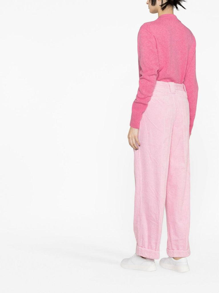 Pink Corduroy Wide-leg Trousers
