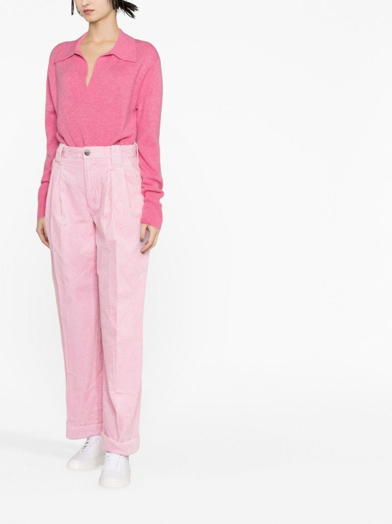 Pink Corduroy Wide-leg Trousers
