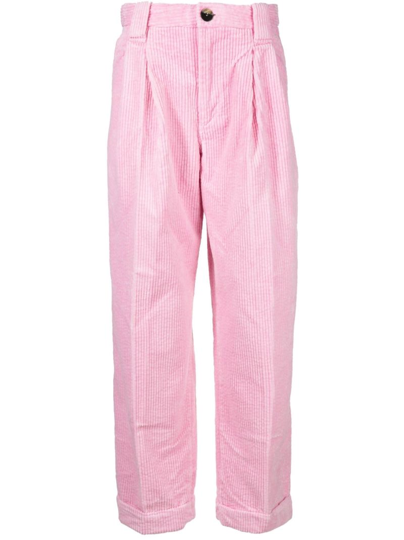 Pink Corduroy Wide-leg Trousers