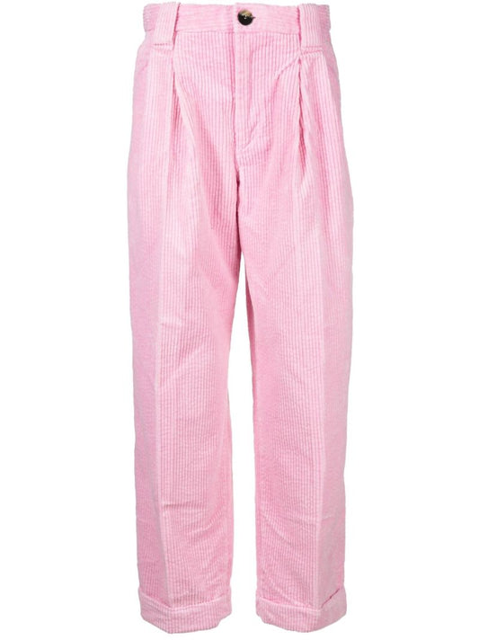 Pink Corduroy Wide-leg Trousers