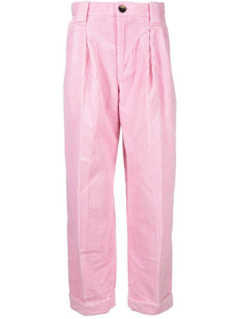 Pink Corduroy Wide-leg Trousers