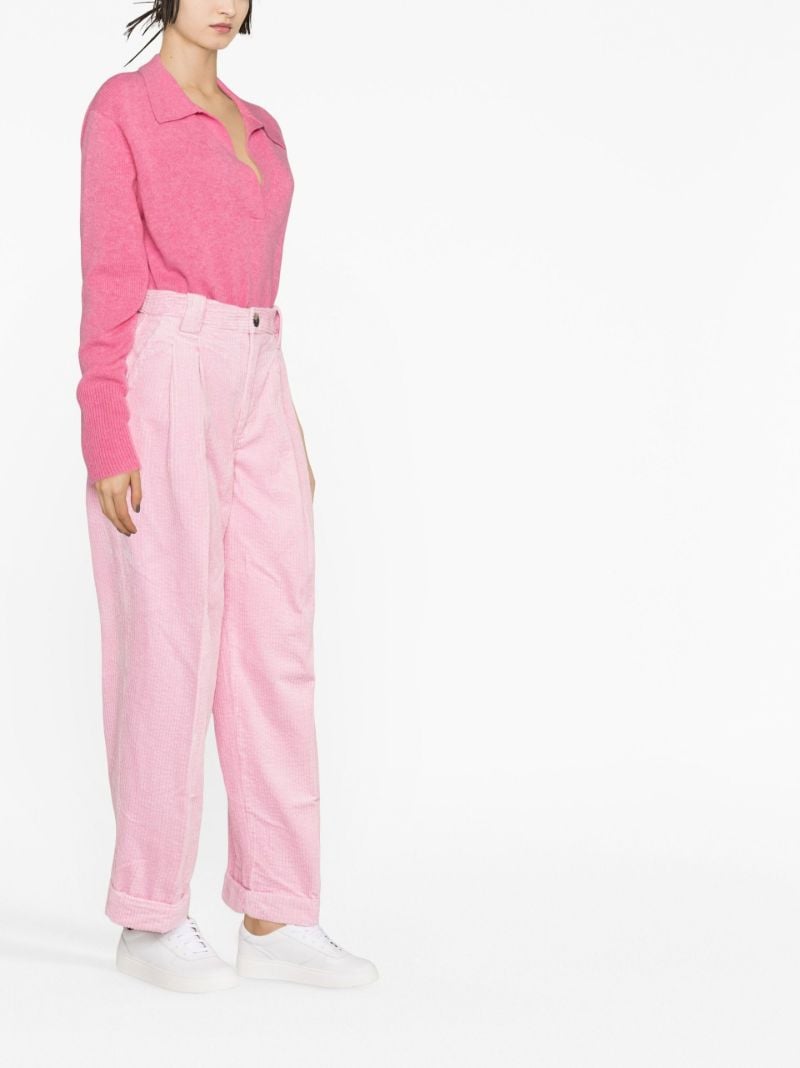 Pink Corduroy Wide-leg Trousers
