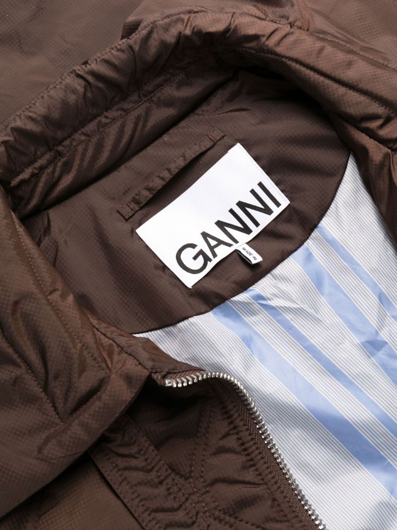 Brown Quilted Parka Coat