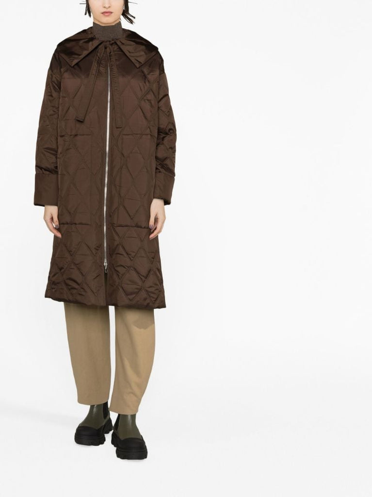 Brown Quilted Parka Coat