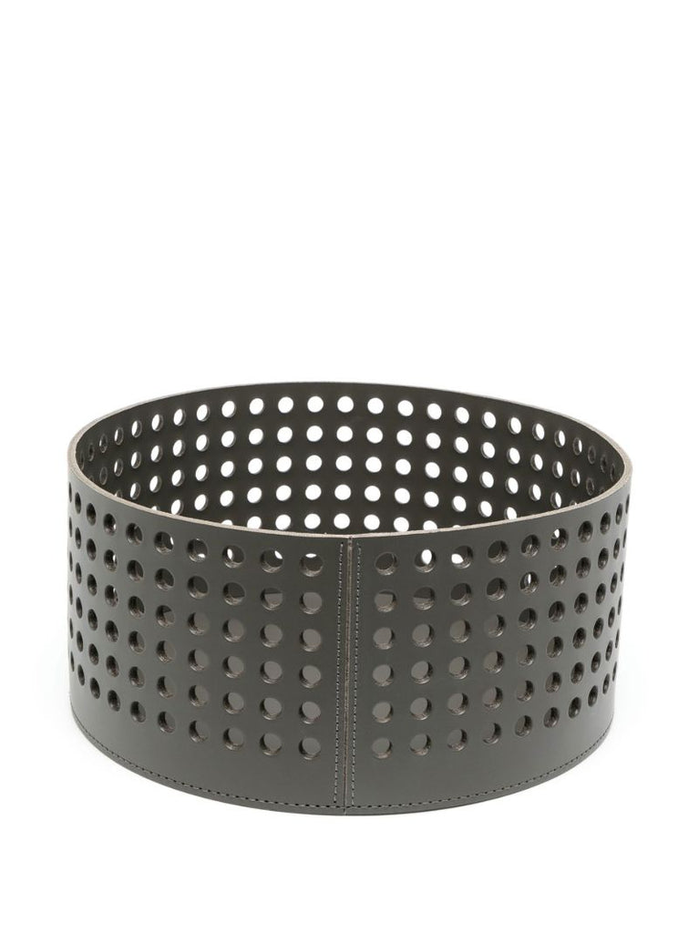 Grey Mimosa Medium Leather Basket