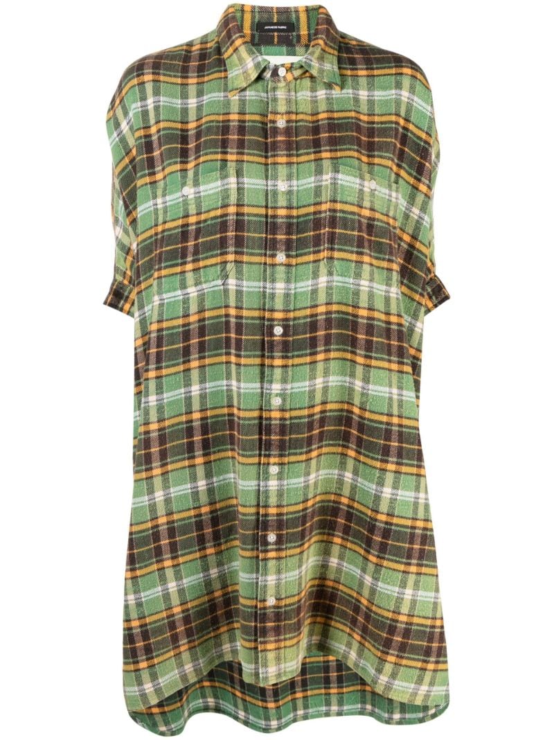 Green Oversized Plaid Shirtdress