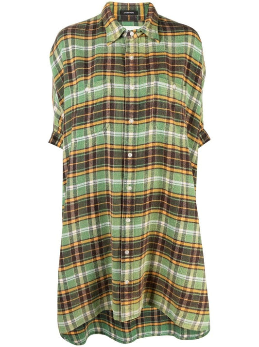 Green Oversized Plaid Shirtdress