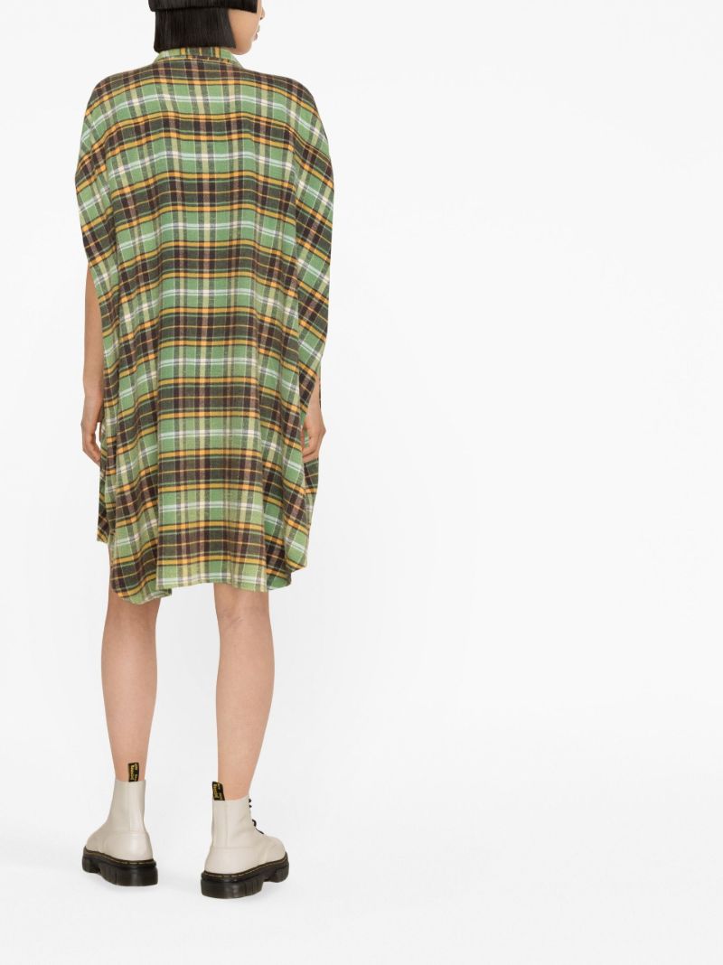 Green Oversized Plaid Shirtdress
