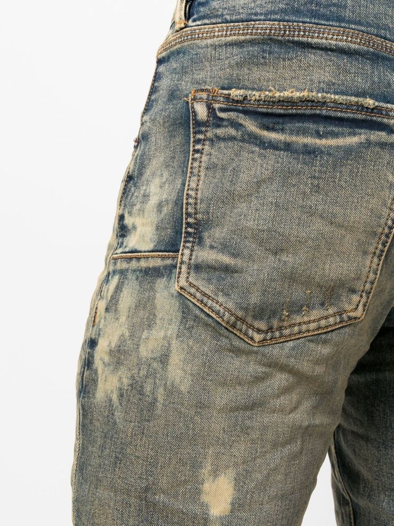 Blue Distressed Stonewash Slim-fit Jeans