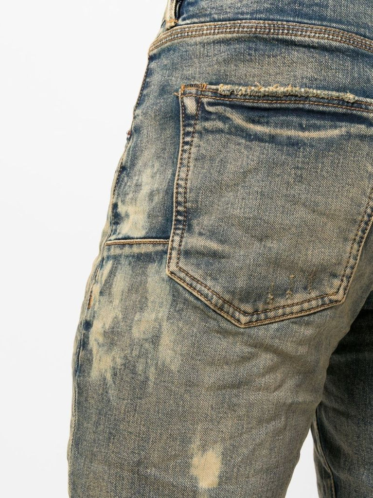 Blue Distressed Stonewash Slim-fit Jeans