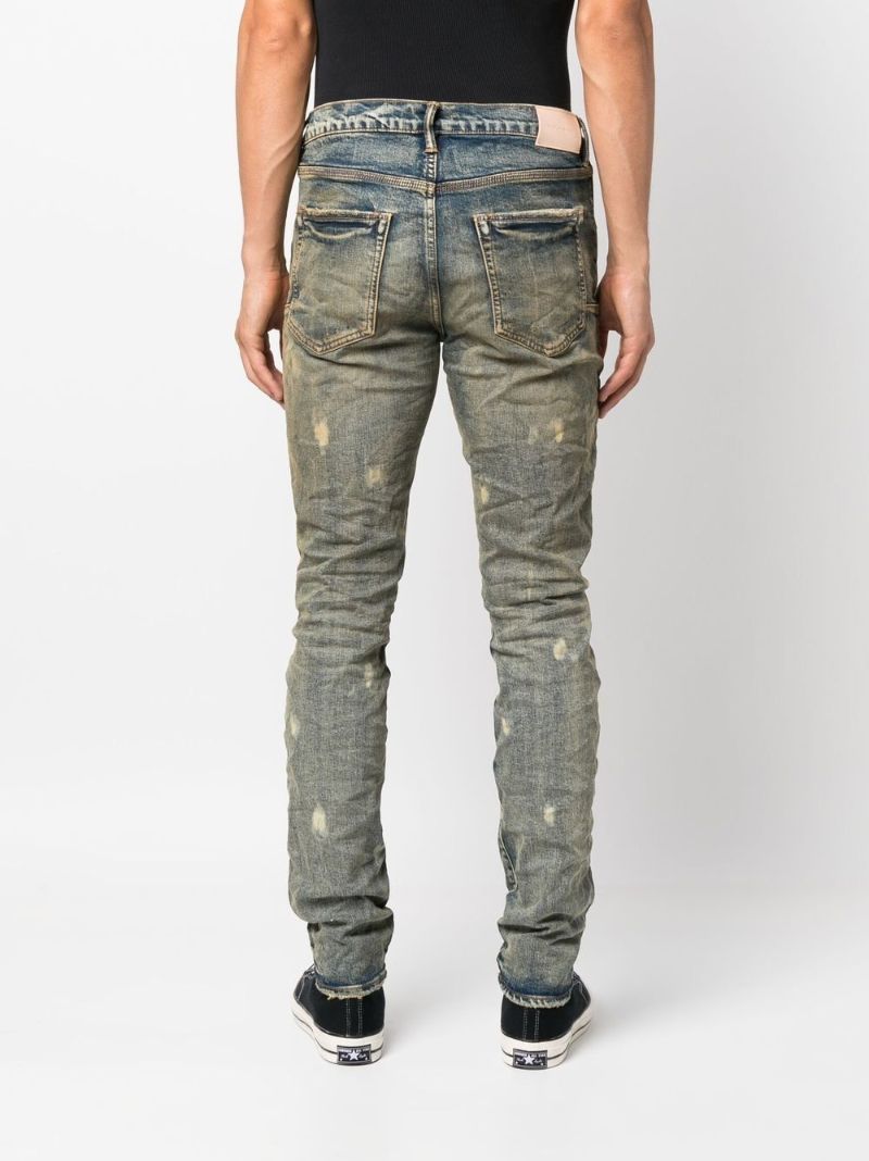 Blue Distressed Stonewash Slim-fit Jeans