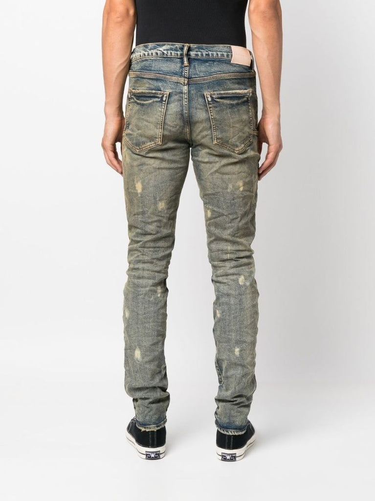 Blue Distressed Stonewash Slim-fit Jeans
