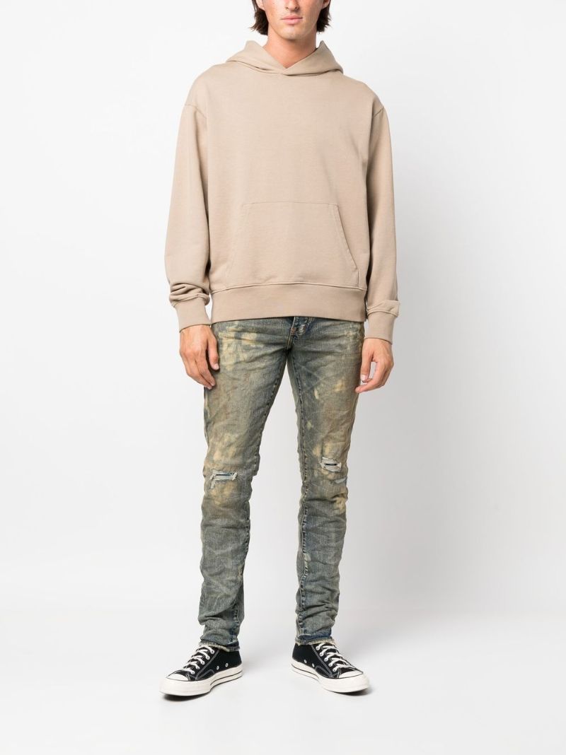 Blue Distressed Stonewash Slim-fit Jeans