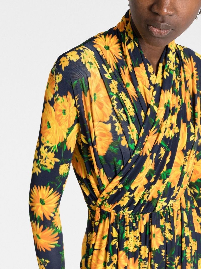 Yellow Floral Print Front Panel Playsuit