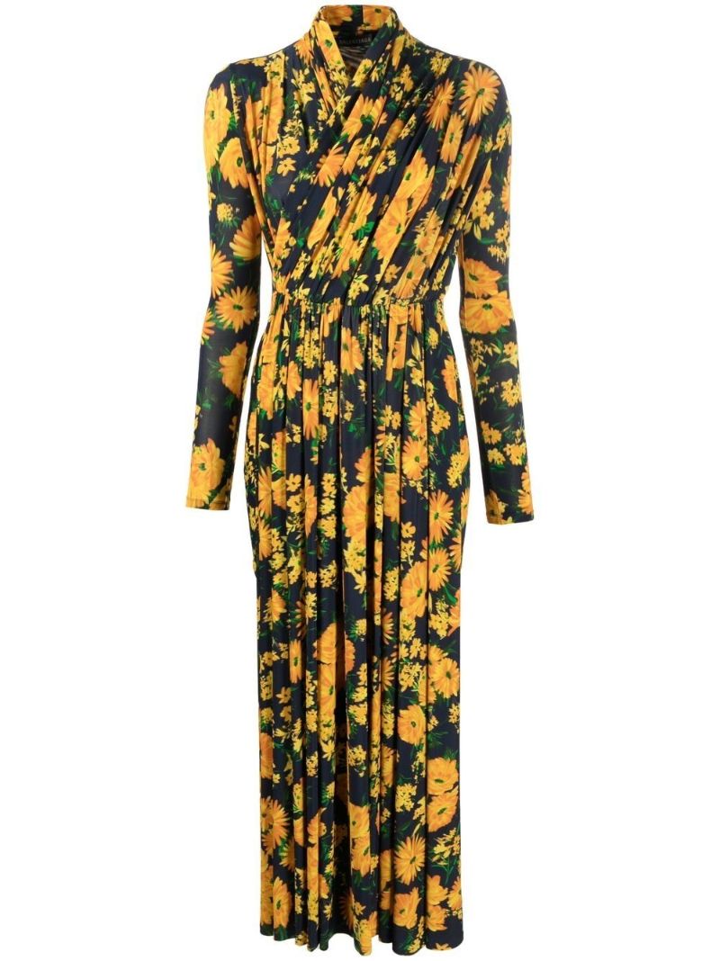 Yellow Floral Print Front Panel Playsuit