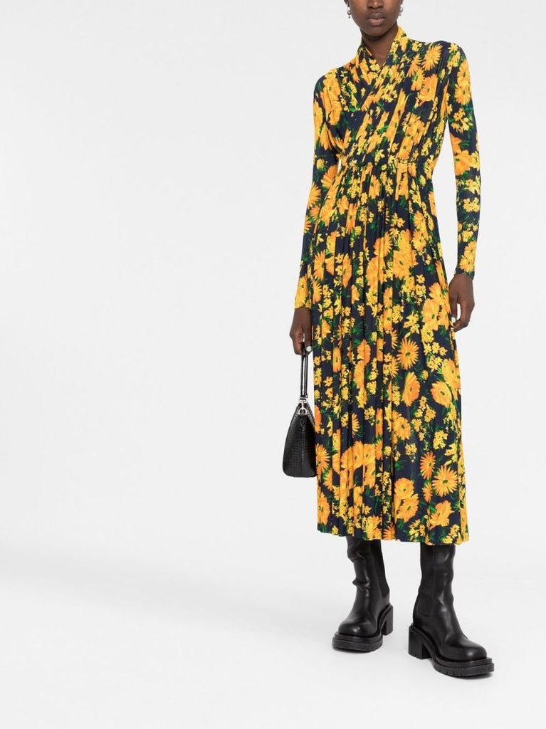 Yellow Floral Print Front Panel Playsuit