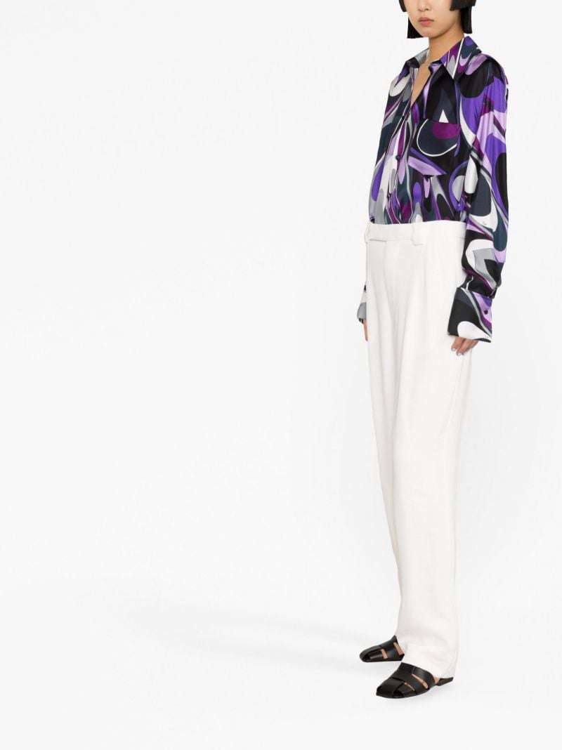 Purple Onde-print Silk Shirt