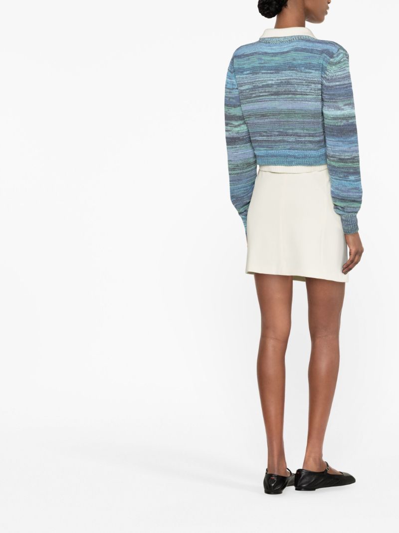 Blue Striped Cropped Sweater
