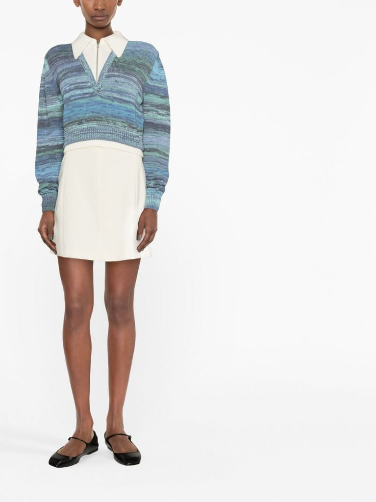 Blue Striped Cropped Sweater
