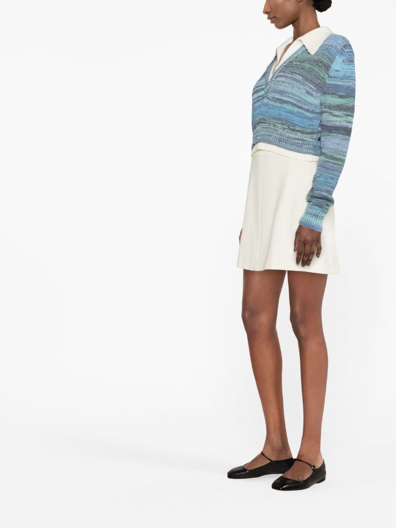 Blue Striped Cropped Sweater