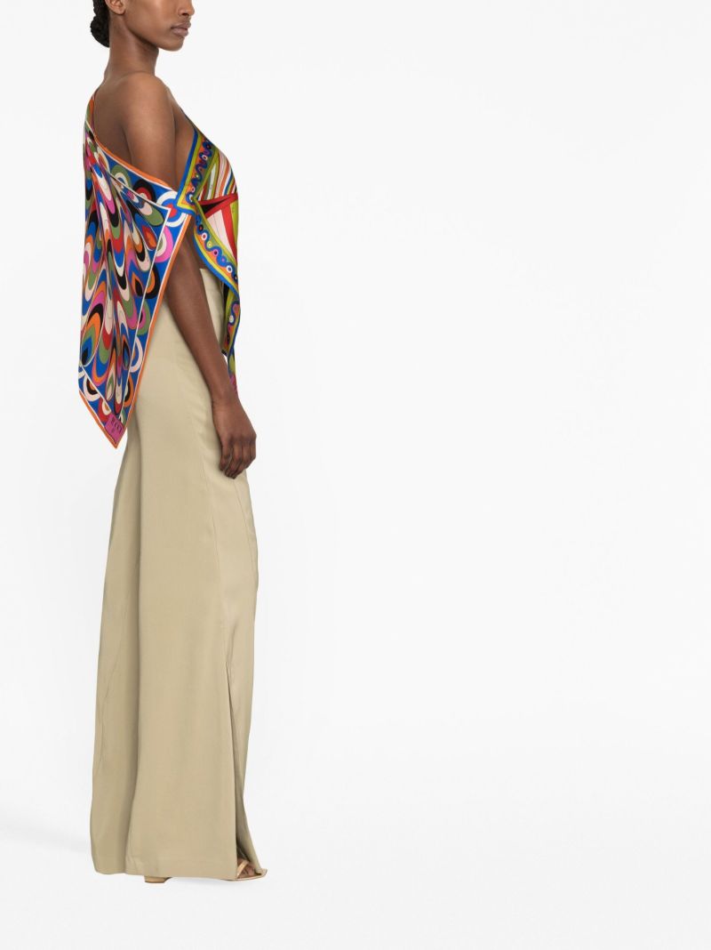Blue Iride-print Silk Top