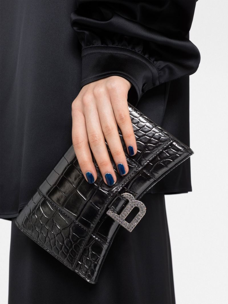 Black Hourglass Small Leather  Bag