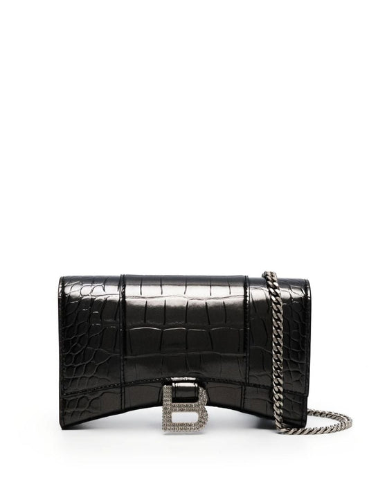 Black Hourglass Small Leather  Bag