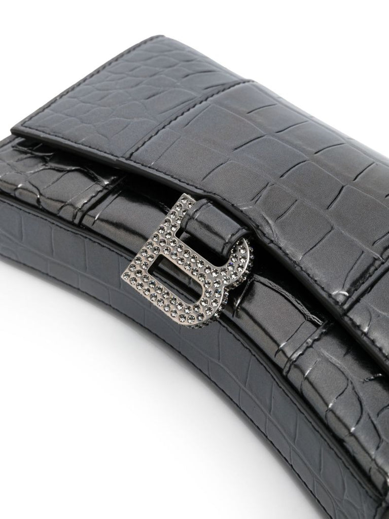 Black Hourglass Small Leather  Bag