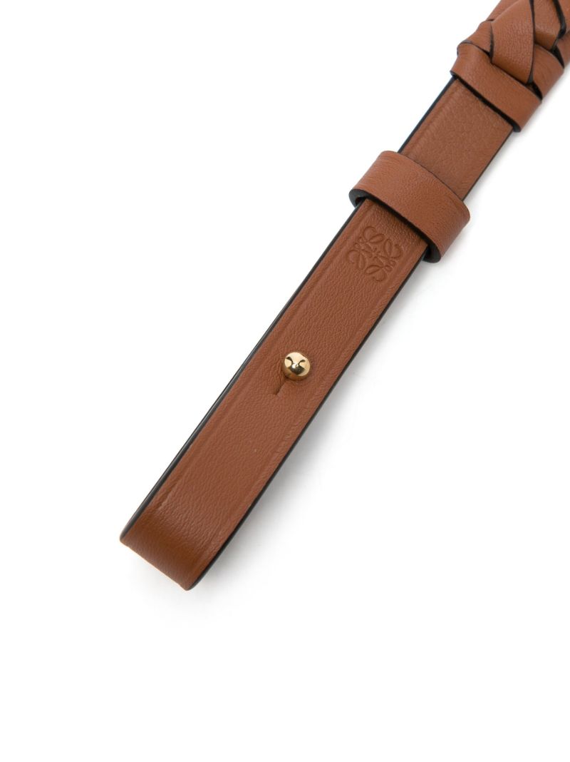 Brown Braided Leather Bag Strap