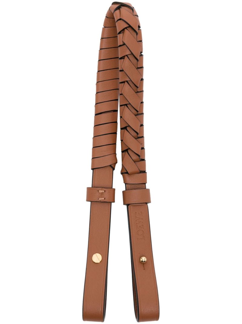 Brown Braided Leather Bag Strap