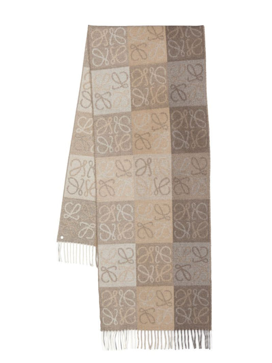 Brown Anagram Logo Wool Scarf