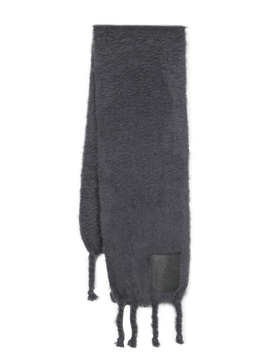 Grey Chunky Logo Patch Scarf